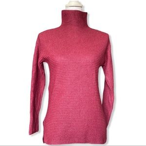Bartolini Berry Red Mock Turtleneck Hi-Lo Sweater